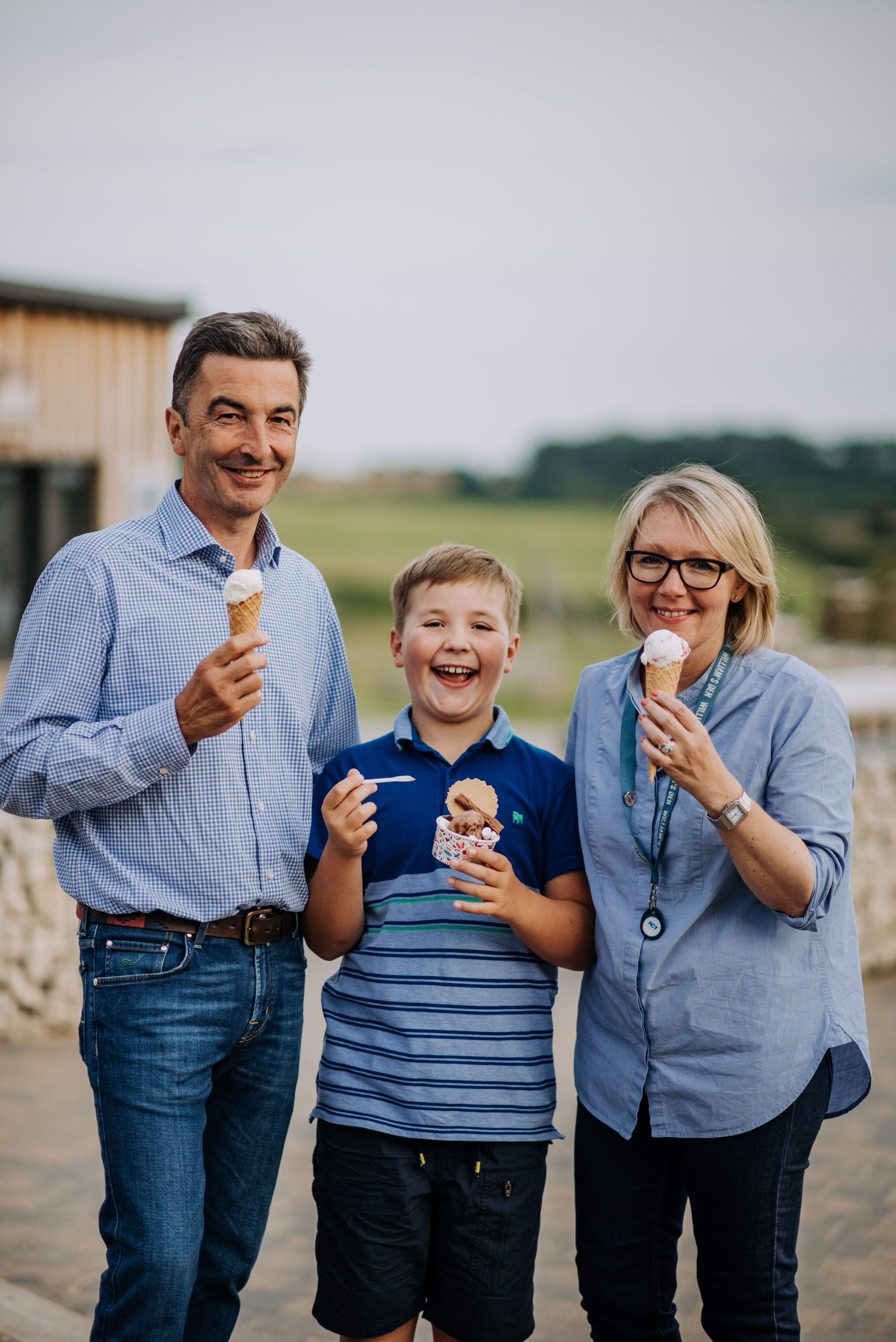 William's Den Ice Cream - Tor and Christian owners of William's Den, with son William